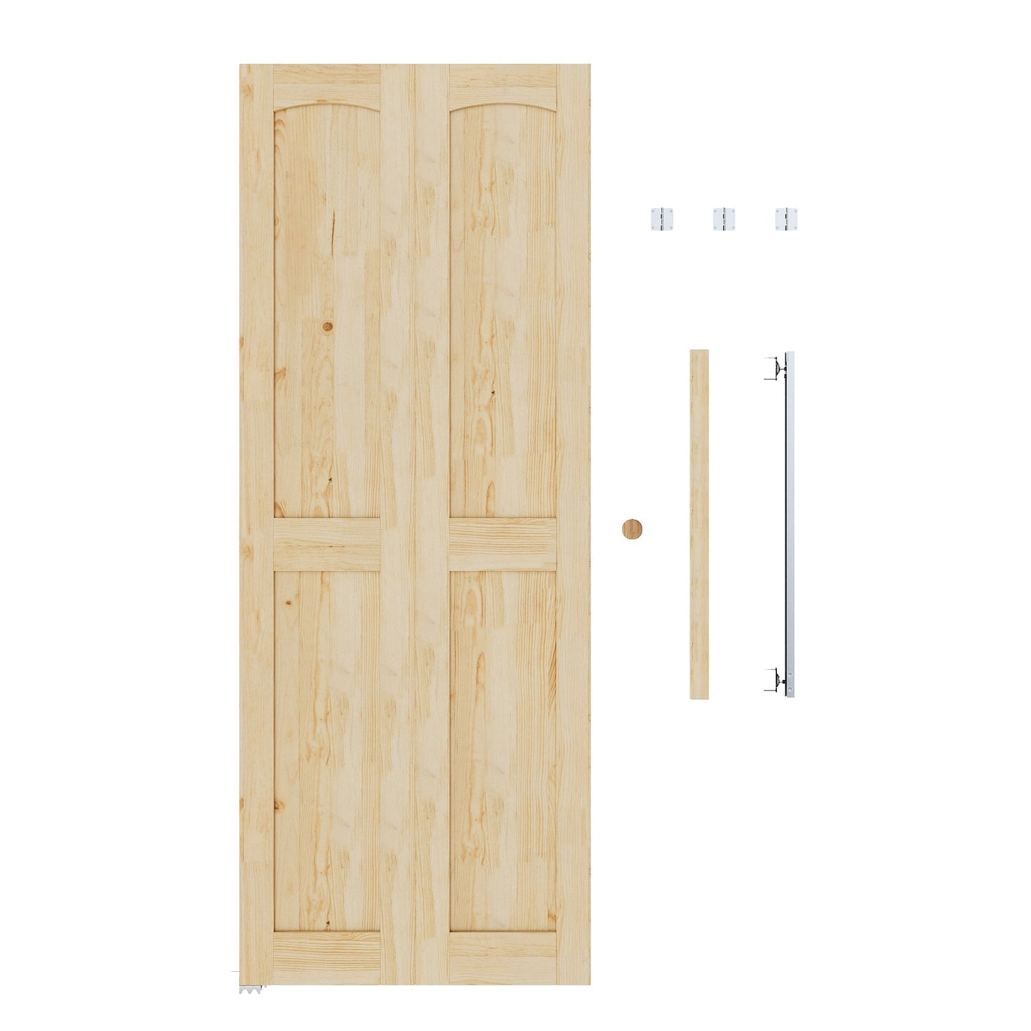 JUJUBON Solid Bifold Closet Door, Pine Wood Interior Door Slab with Bi-Fold Hardware, Folding Barn Door Interior with Hardware, Fascia & Knob, Unfnished Smooth Surface