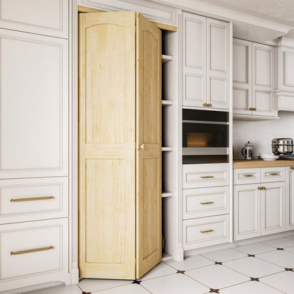 JUJUBON Solid Bifold Closet Door, Pine Wood Interior Door Slab with Bi-Fold Hardware, Folding Barn Door Interior with Hardware, Fascia & Knob, Unfnished Smooth Surface