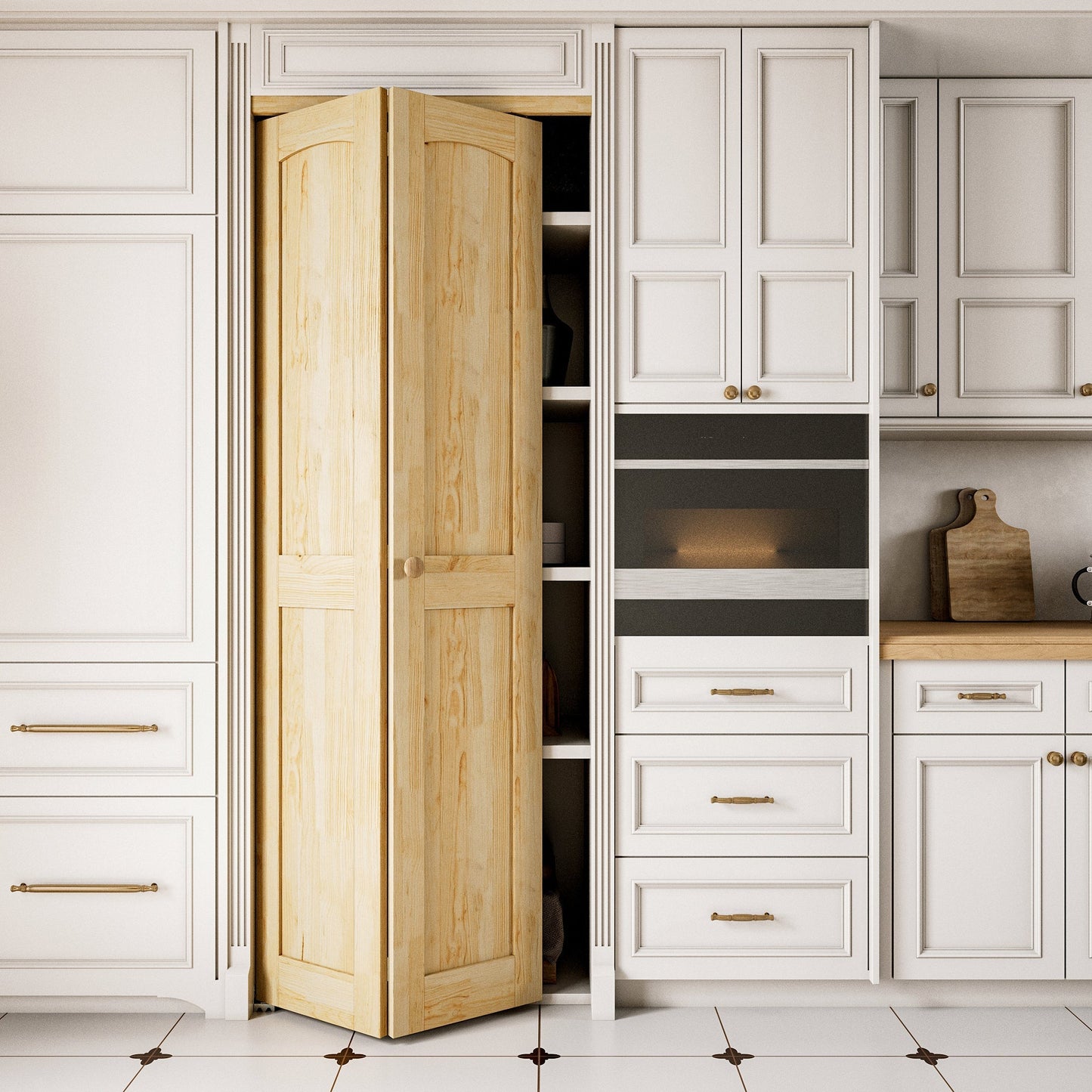 JUJUBON Solid Bifold Closet Door, Pine Wood Interior Door Slab with Bi-Fold Hardware, Folding Barn Door Interior with Hardware, Fascia & Knob, Unfnished Smooth Surface