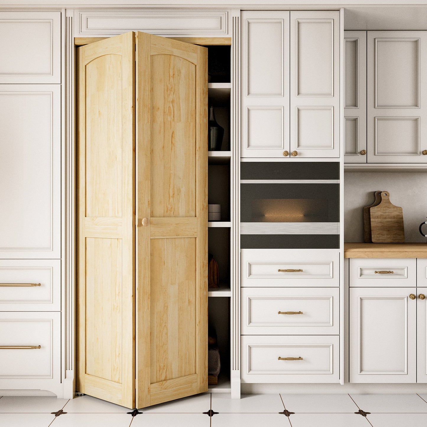 JUJUBON Solid Bifold Closet Door, Pine Wood Interior Door Slab with Bi-Fold Hardware, Folding Barn Door Interior with Hardware, Fascia & Knob, Unfnished Smooth Surface