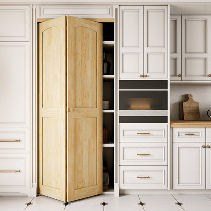 JUJUBON Solid Bifold Closet Door, Pine Wood Interior Door Slab with Bi-Fold Hardware, Folding Barn Door Interior with Hardware, Fascia & Knob, Unfnished Smooth Surface