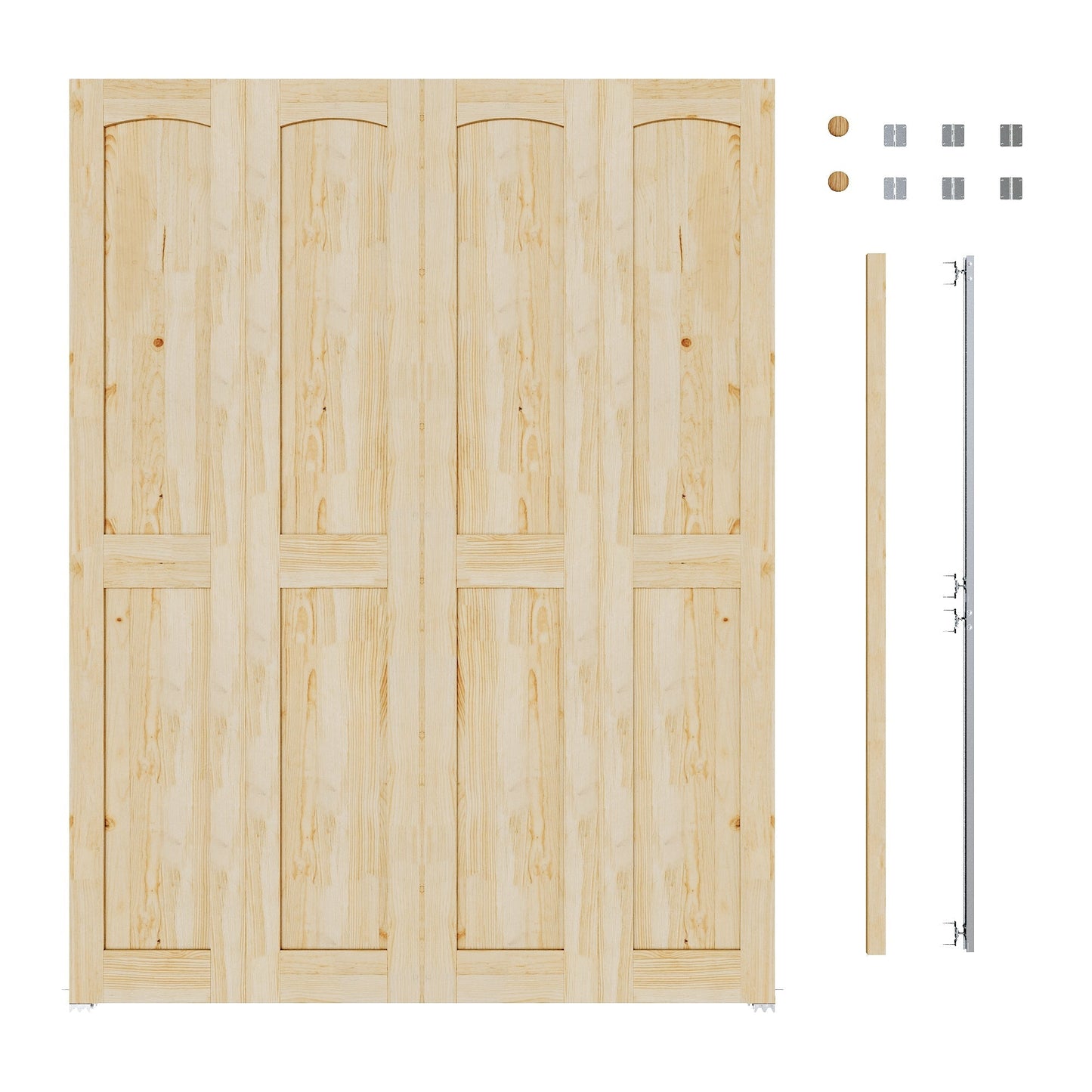 JUJUBON Solid Bifold Closet Door, Pine Wood Interior Door Slab with Bi-Fold Hardware, Folding Barn Door Interior with Hardware, Fascia & Knob, Unfnished Smooth Surface