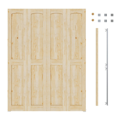 JUJUBON Solid Bifold Closet Door, Pine Wood Interior Door Slab with Bi-Fold Hardware, Folding Barn Door Interior with Hardware, Fascia & Knob, Unfnished Smooth Surface