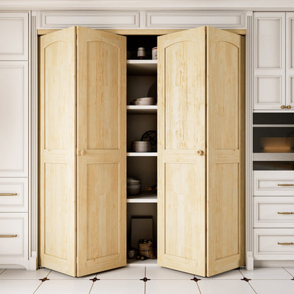 JUJUBON Solid Bifold Closet Door, Pine Wood Interior Door Slab with Bi-Fold Hardware, Folding Barn Door Interior with Hardware, Fascia & Knob, Unfnished Smooth Surface