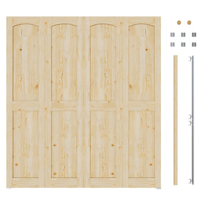 JUJUBON Solid Bifold Closet Door, Pine Wood Interior Door Slab with Bi-Fold Hardware, Folding Barn Door Interior with Hardware, Fascia & Knob, Unfnished Smooth Surface