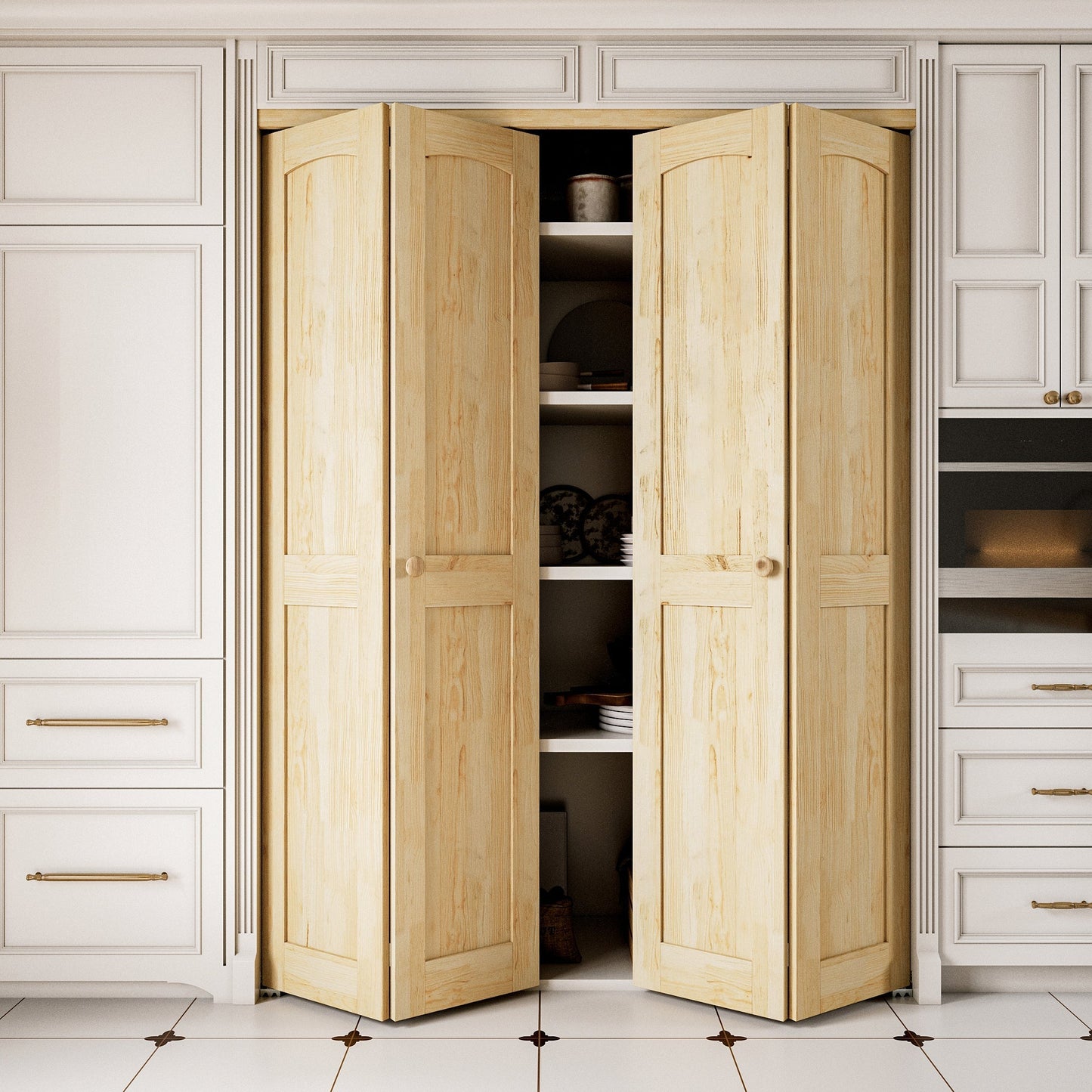 JUJUBON Solid Bifold Closet Door, Pine Wood Interior Door Slab with Bi-Fold Hardware, Folding Barn Door Interior with Hardware, Fascia & Knob, Unfnished Smooth Surface