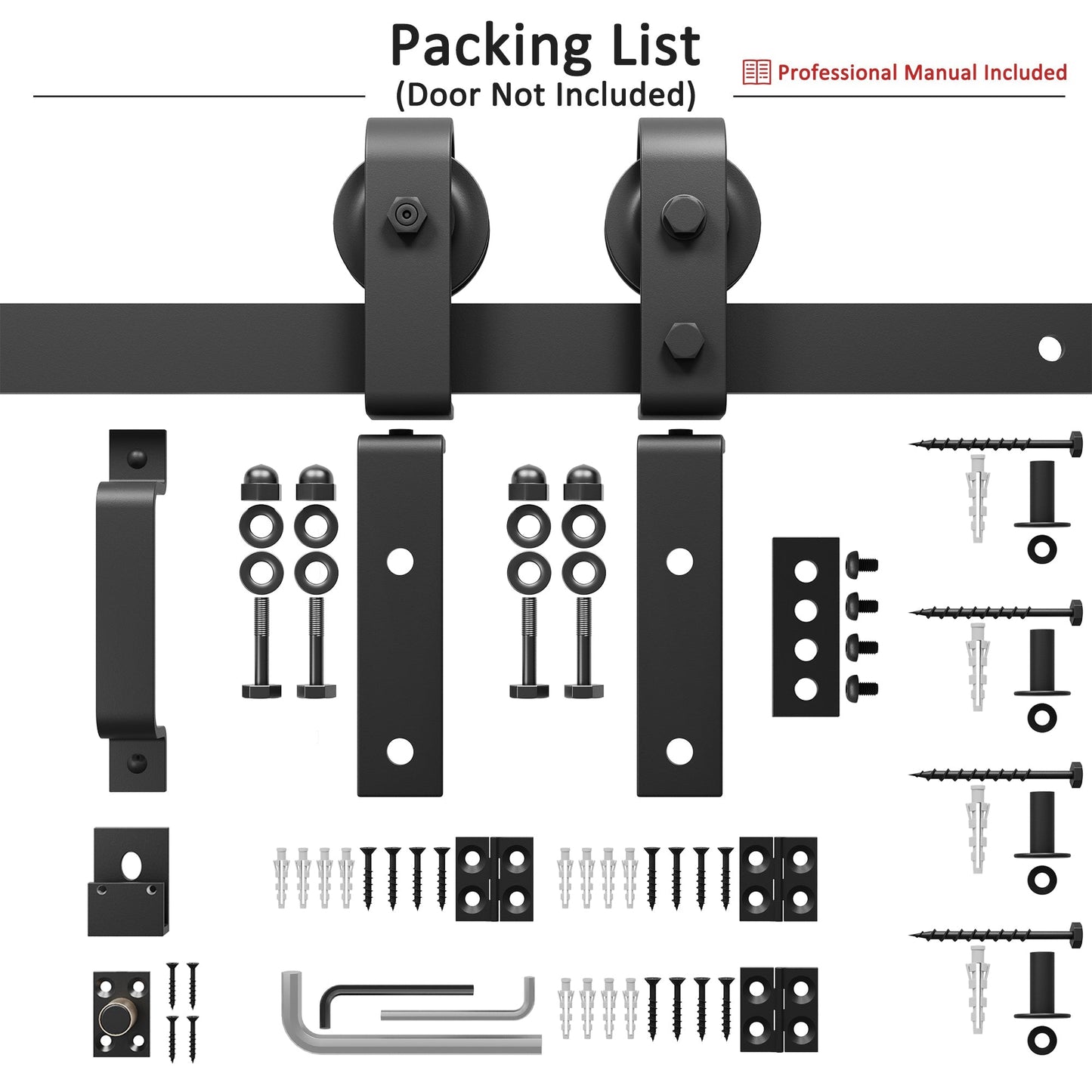 JUJUBON Bifold Barn Door Hardware Kit,Bi-Folding Closet Door Track Kit, Smoothly and Quietly, Fit Double Bifold Doors (1 Handle As A Gift, NO Door)