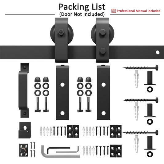 JUJUBON Bifold Barn Door Hardware Kit,Bi-Folding Closet Door Track Kit, Smoothly and Quietly, Fit Double Bifold Doors (1 Handle As A Gift, NO Door)