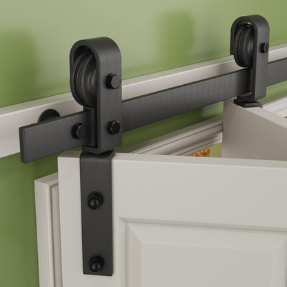 JUJUBON Bifold Barn Door Hardware Kit,Bi-Folding Closet Door Track Kit, Smoothly and Quietly, Fit Double Bifold Doors (1 Handle As A Gift, NO Door)