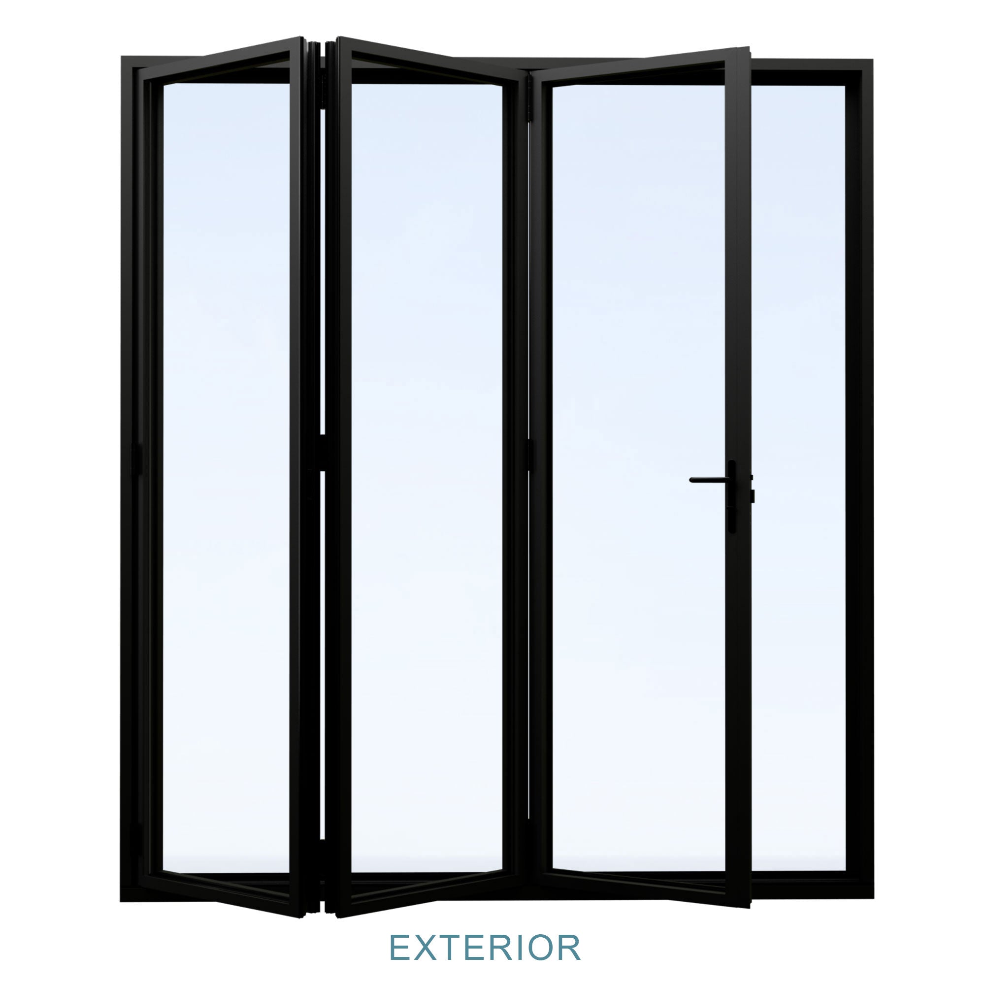 Jujubon Black 3 Panel Center Opening Outswing Double Tempered Glass Aluminum Folding Patio Door