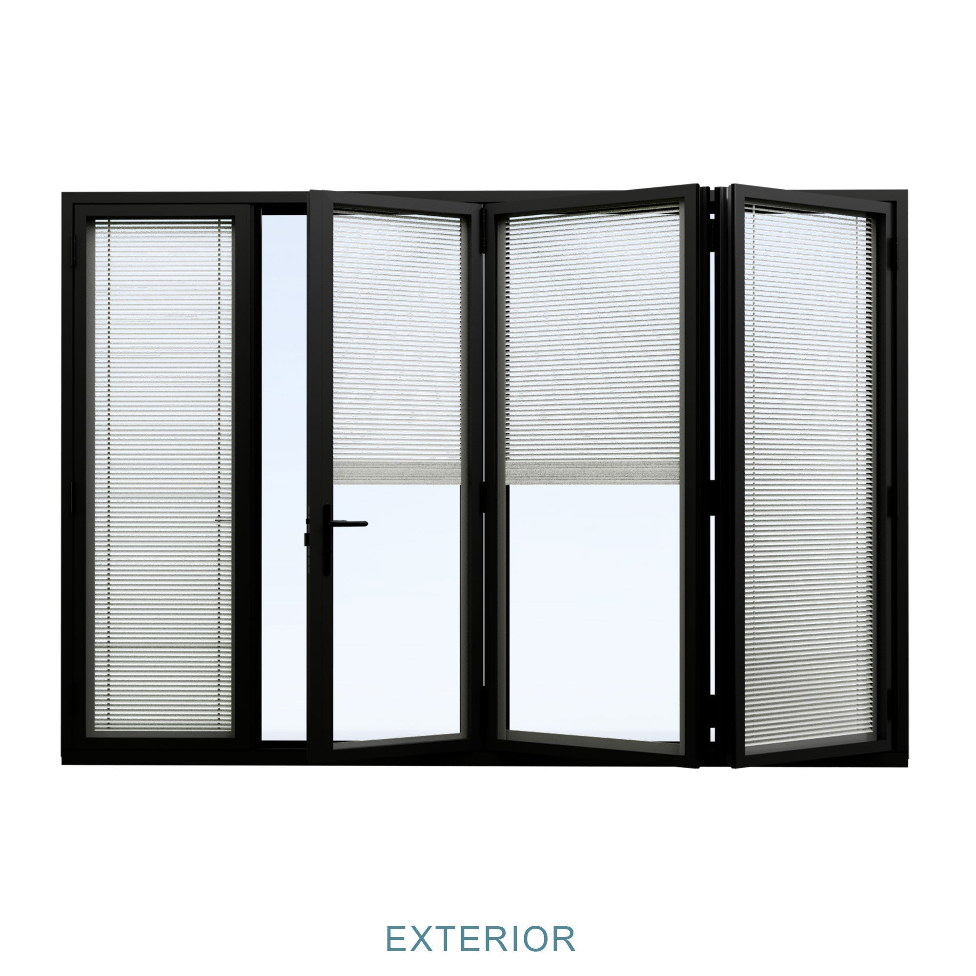 Jujubon Black 4 Panel Center Opening Outswing Double Louver Aluminum Folding Patio Door