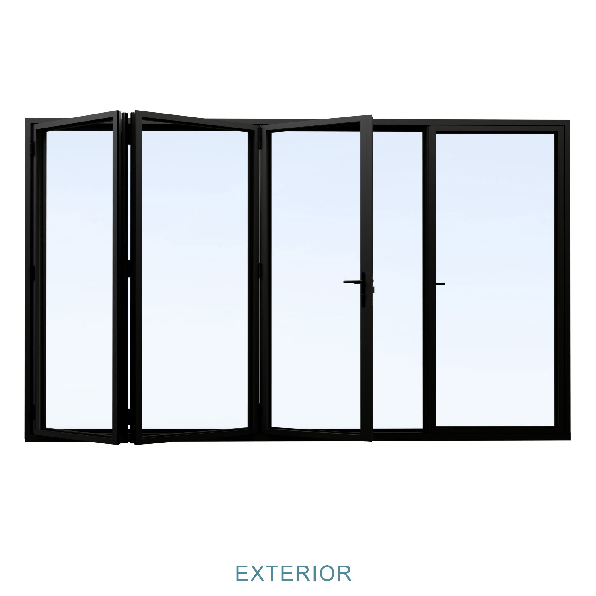 Jujubon Black 4 Panel Center Opening Outswing Double Tempered Glass Aluminum Folding Patio Door
