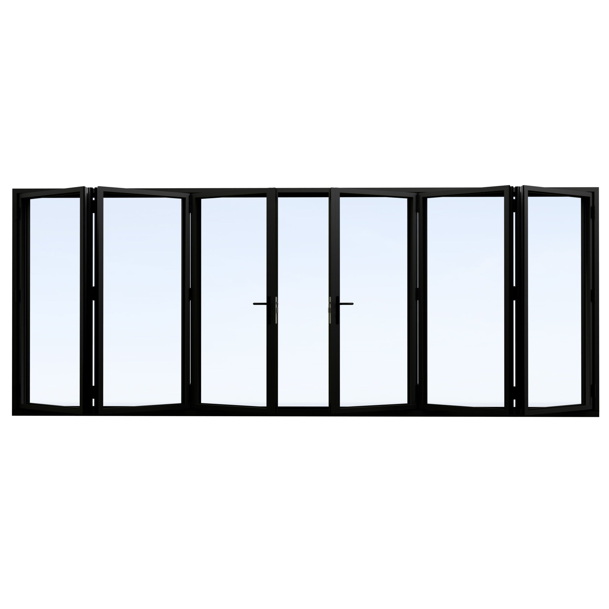 Jujubon Black 6 Panel Center Opening Outswing Double Tempered Glass Aluminum Folding Patio Door