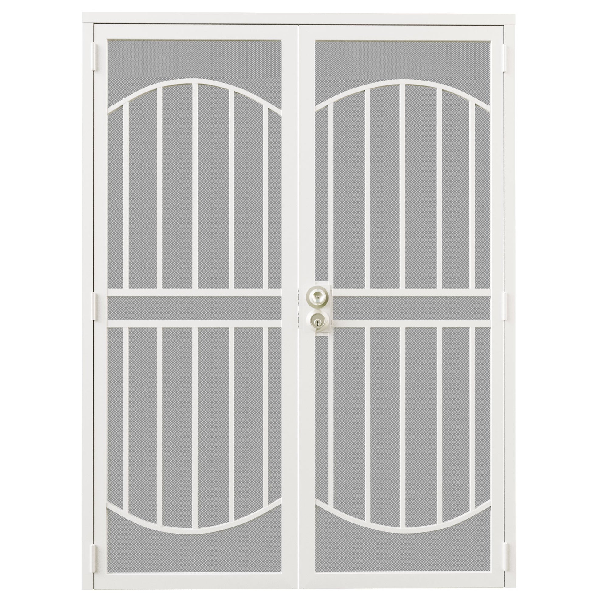 Jujubon Universal/Reversible Hinging White Surface Mount Steel Security Door with Expanded Metal Screen, White