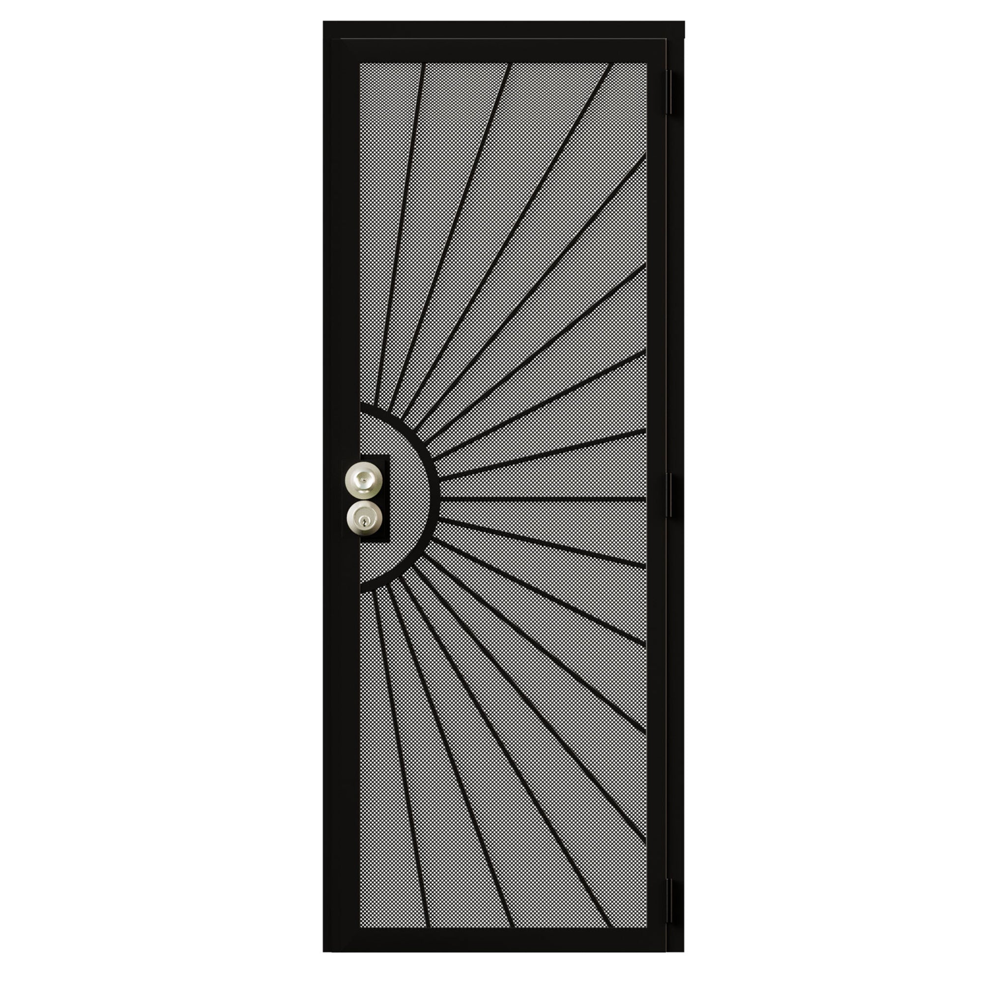 Jujubon Universal/Reversible Hinging White Surface Mount Steel Security Door with Perforated Metal Screen (Lock), Black