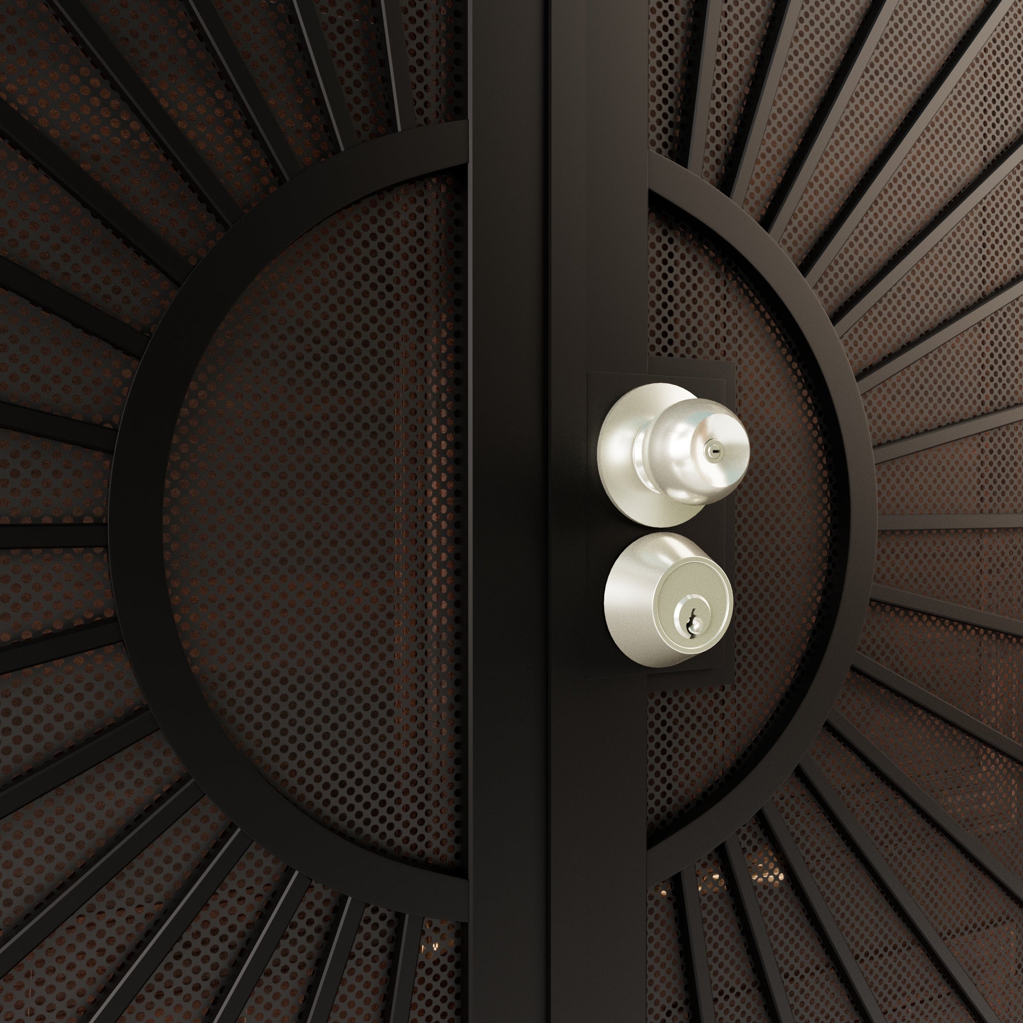 Jujubon Universal/Reversible Hinging White Surface Mount Steel Security Door with Perforated Metal Screen (Lock), Black