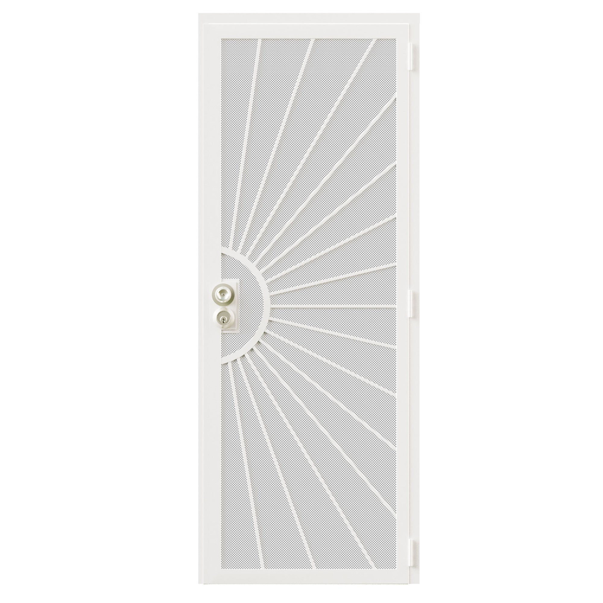 Jujubon Universal/Reversible Hinging White Surface Mount Steel Security Door with Perforated Metal Screen (Lock), White