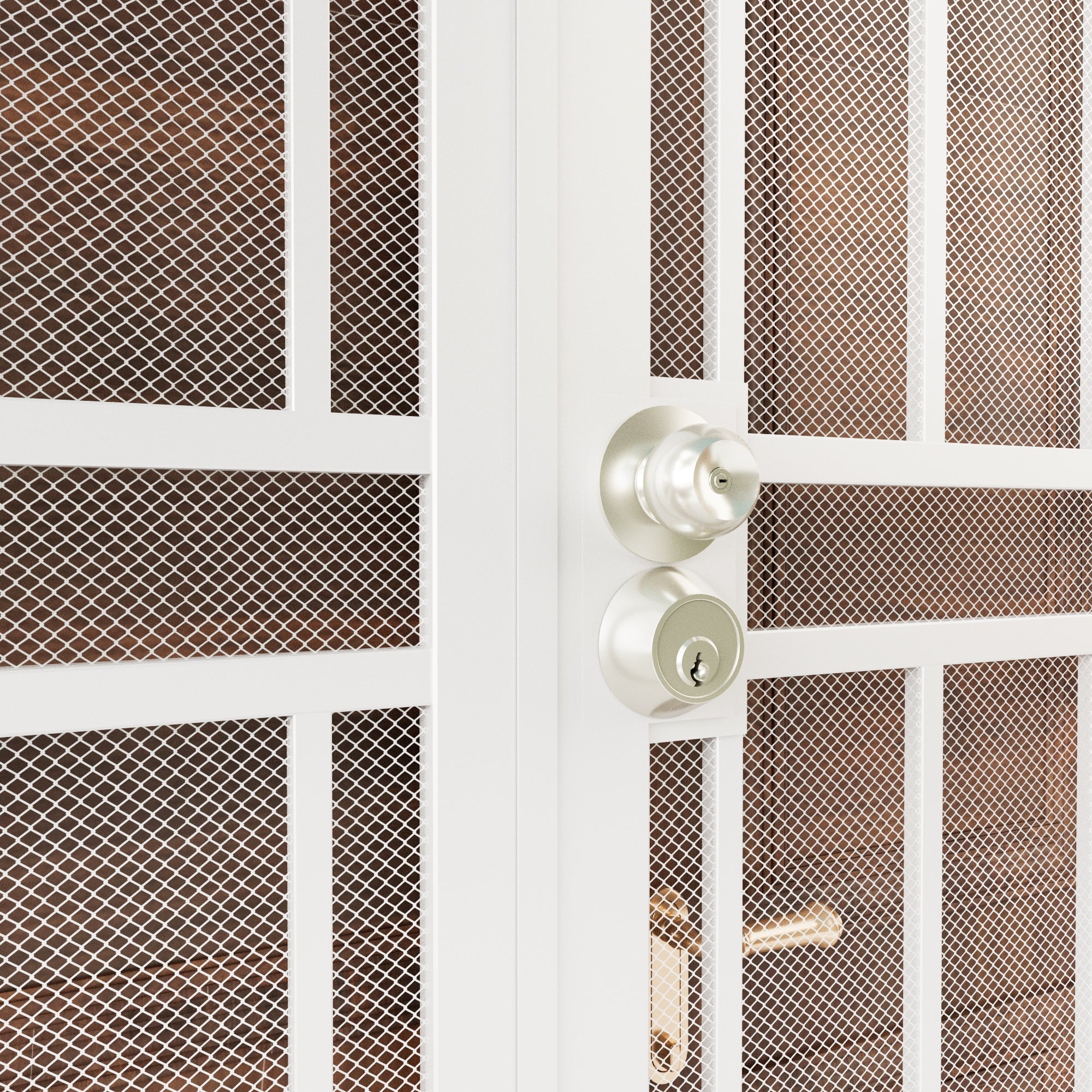 Jujubon Universal/Reversible Hinging White Surface Mount Steel Security Door with Perforated Metal Screen (Lock), White