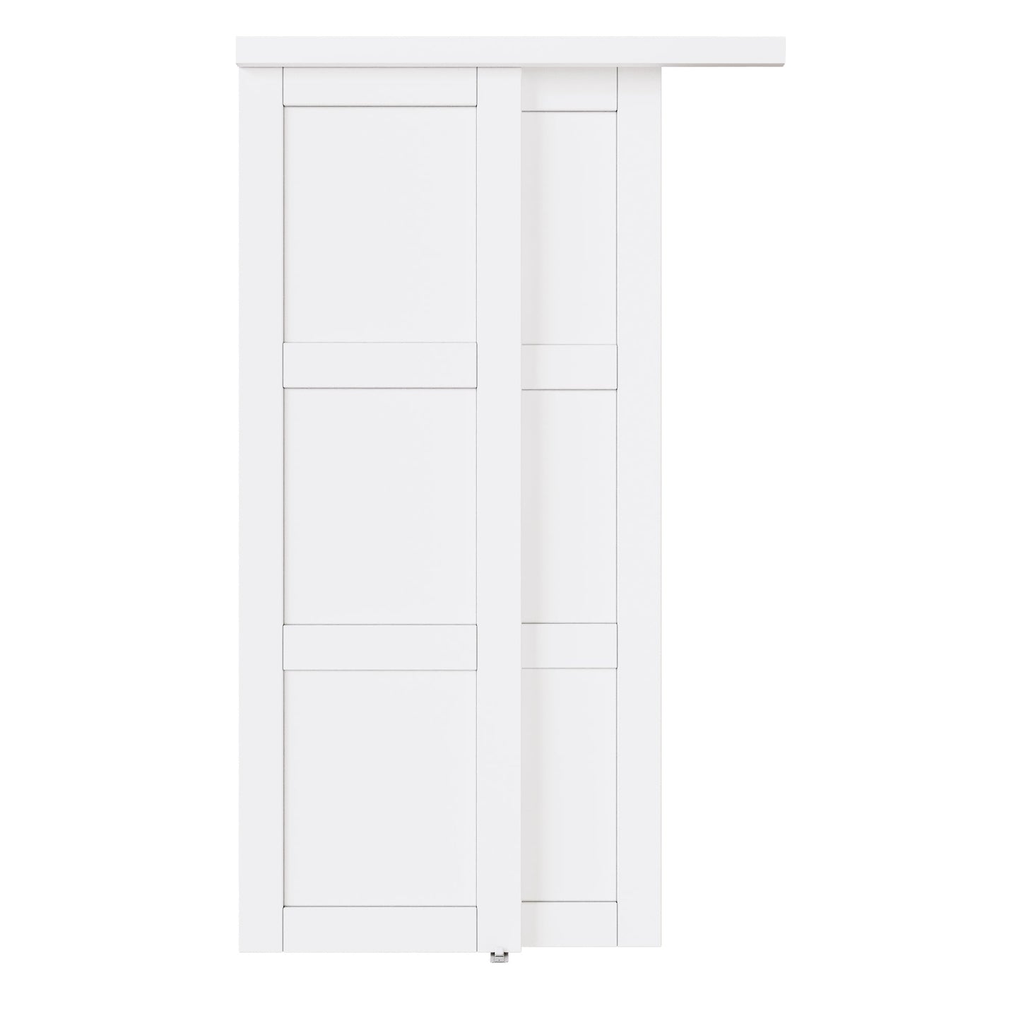 [Paintable] JUJUBON Sliding Closet Door Interior Doors with Hardware Kit & Floor Guide, 3-Lite Engineering Wood Door Pre-Drilled Easy Install