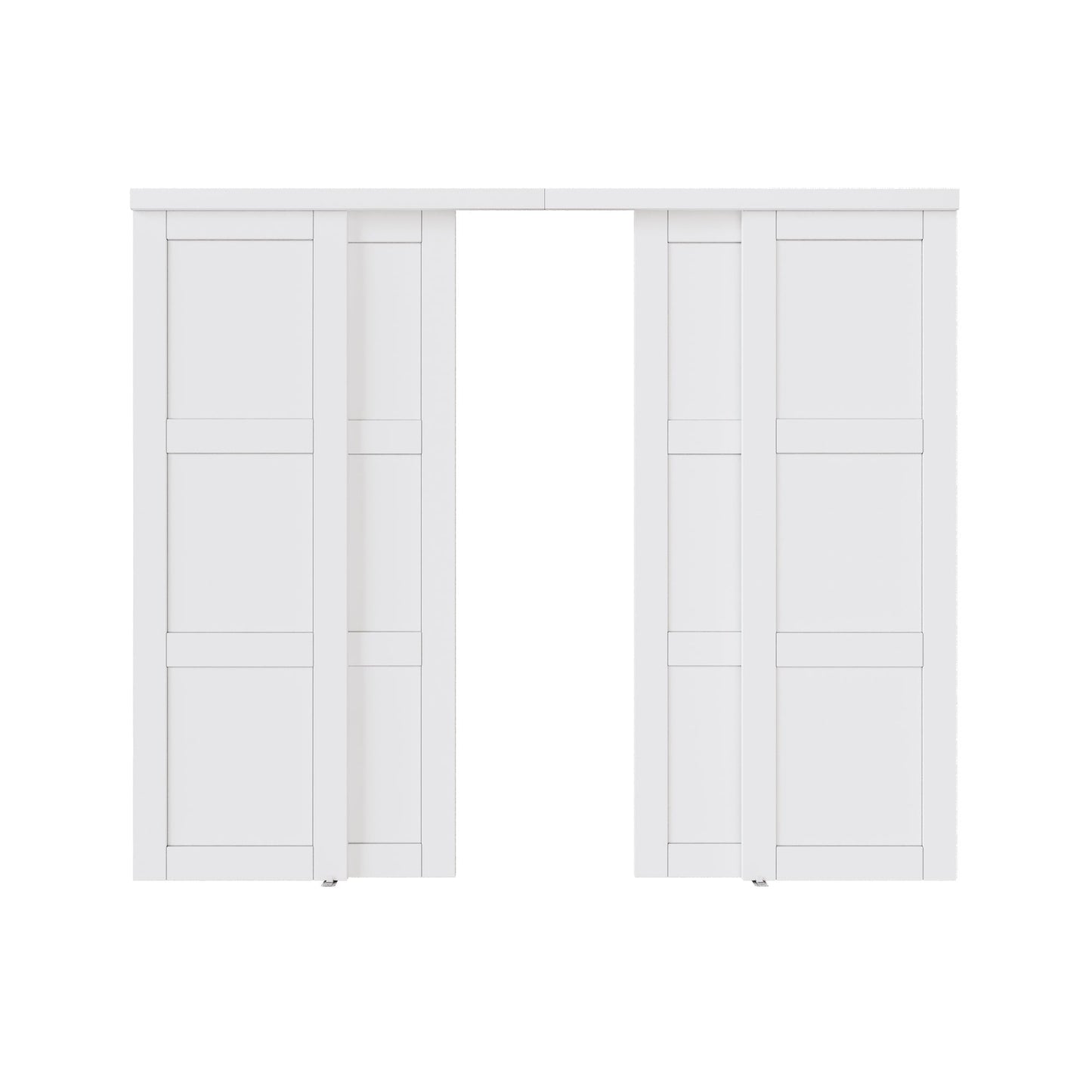 [Paintable] JUJUBON Sliding Closet Door Interior Doors with Hardware Kit & Floor Guide, 3-Lite Engineering Wood Door Pre-Drilled Easy Install