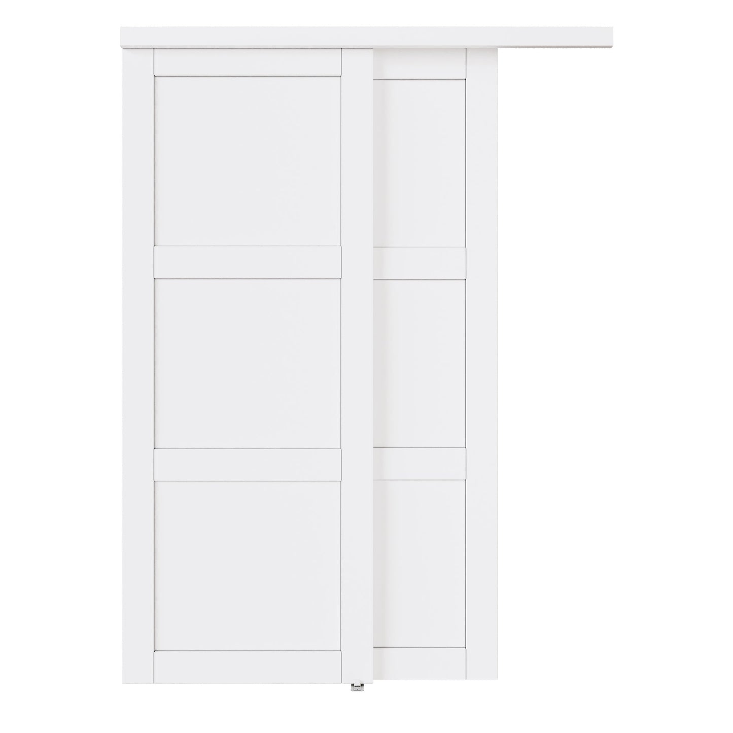 [Paintable] JUJUBON Sliding Closet Door Interior Doors with Hardware Kit & Floor Guide, 3-Lite Engineering Wood Door Pre-Drilled Easy Install