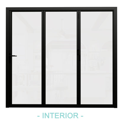Jujubon Black 3 Panel Center Opening Outswing Double Tempered Glass Aluminum Folding Patio Door