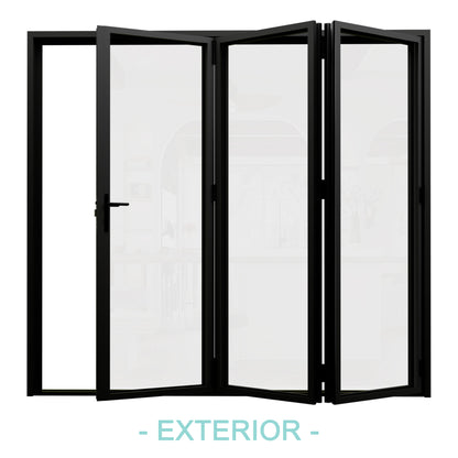 Jujubon Black 3 Panel Center Opening Outswing Double Tempered Glass Aluminum Folding Patio Door