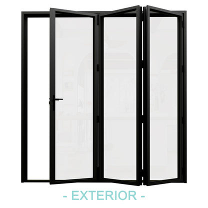 Jujubon Black 3 Panel Center Opening Outswing Double Tempered Glass Aluminum Folding Patio Door