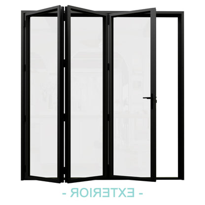 Jujubon Black 3 Panel Center Opening Outswing Double Tempered Glass Aluminum Folding Patio Door
