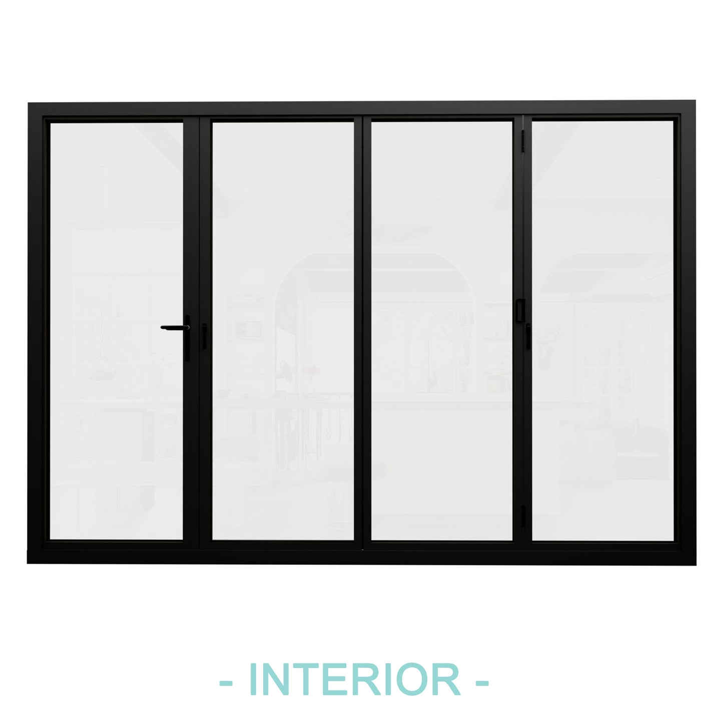 Jujubon Black 4 Panel Center Opening Outswing Double Tempered Glass Aluminum Folding Patio Door