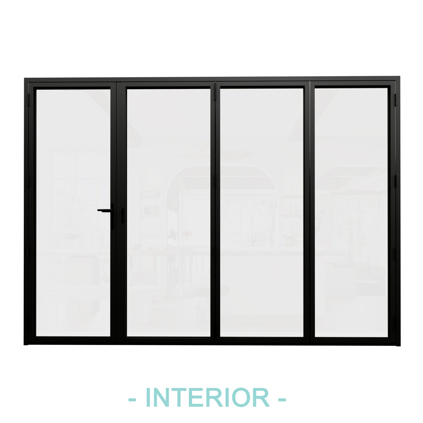 Jujubon Black 4 Panel Center Opening Outswing Double Tempered Glass Aluminum Folding Patio Door