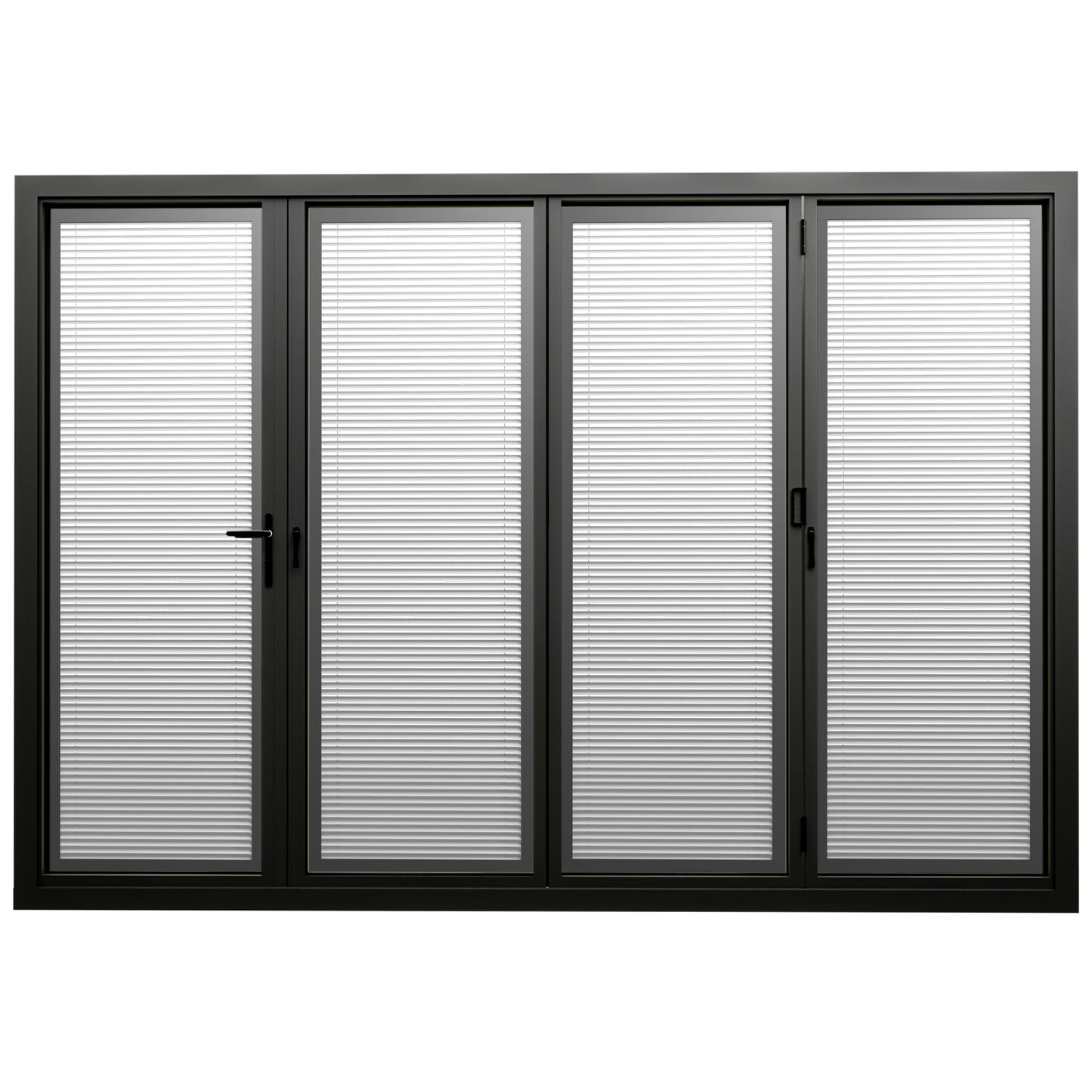 Jujubon Black 4 Panel Center Opening Outswing Double Louver Aluminum Folding Patio Door