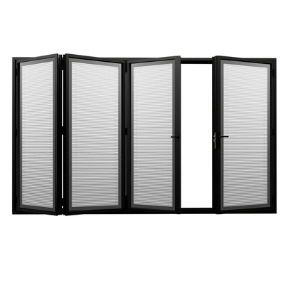 Jujubon Black 4 Panel Center Opening Outswing Double Louver Aluminum Folding Patio Door