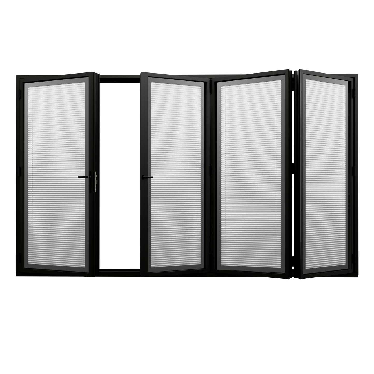 Jujubon Black 4 Panel Center Opening Outswing Double Louver Aluminum Folding Patio Door