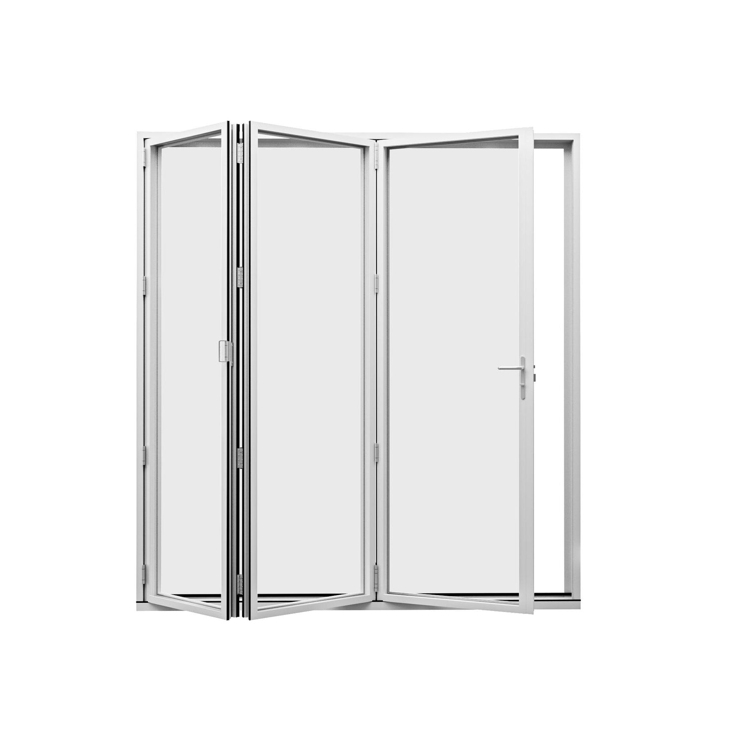 Jujubon 3 Panel Center Opening Outswing Double Tempered Glass White Aluminum Folding Patio Door