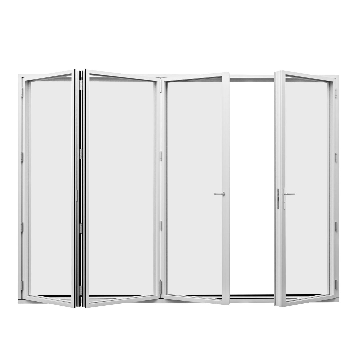 Jujubon 4 Panel Center Opening Outswing Double Tempered Glass White Aluminum Folding Patio Door