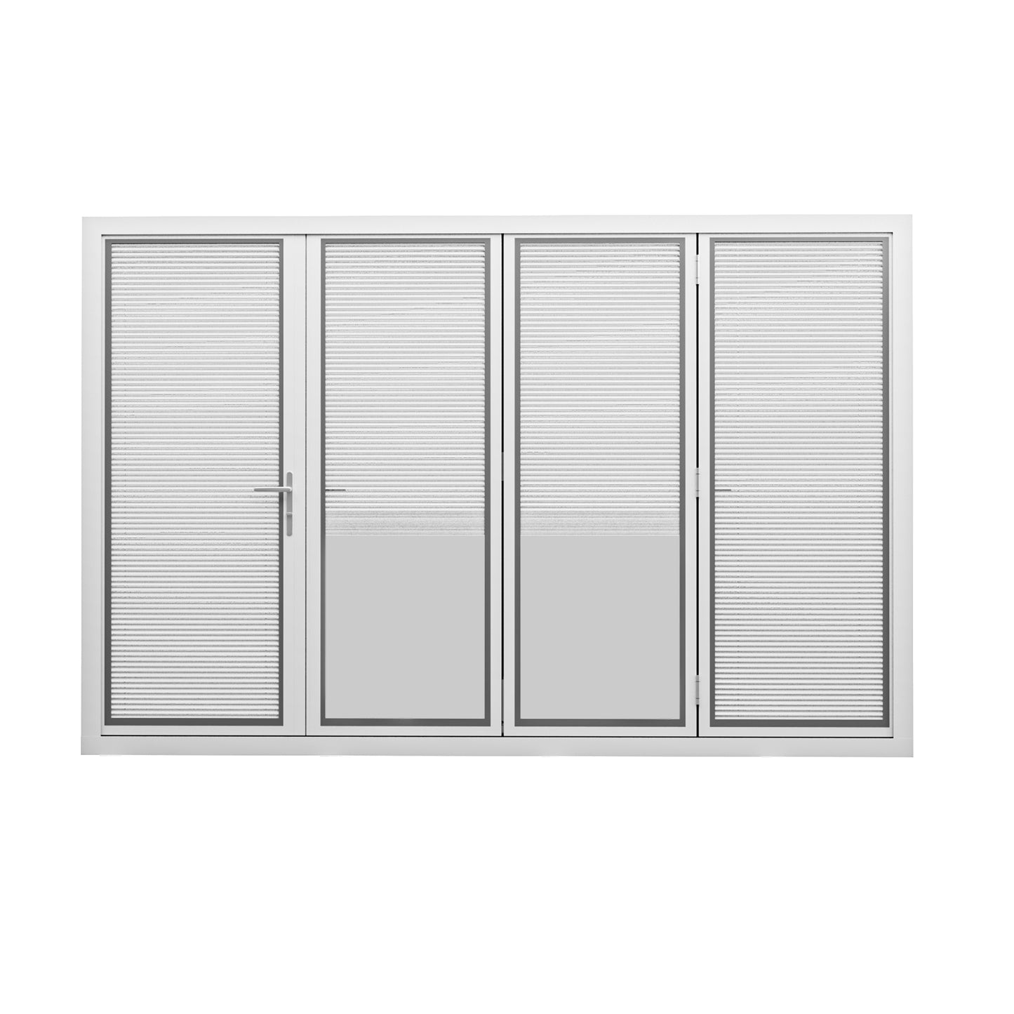 Jujubon 4 Panel Center Opening Outswing Double Louver White Aluminum Folding Patio Door