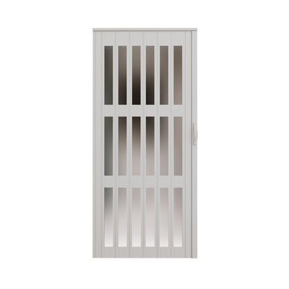 JUJUBON Enhanced Double-Layer Accordion Doors 24"-36" x 80", with Upgraded Roller & Handle & Complete Hardware, Interior Multifold Folding Doors for Closet & Doorway - Easy Installation