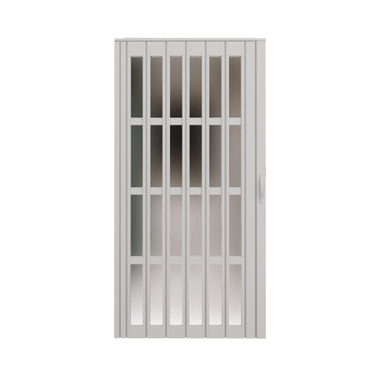 JUJUBON Enhanced Double-Layer Accordion Doors 24"-36" x 80", with Upgraded Roller & Handle & Complete Hardware, Interior Multifold Folding Doors for Closet & Pantry, Easy Installation