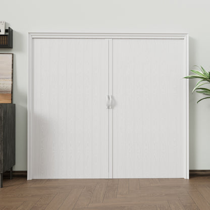 JUJUBON Single Layer White Accordion Doors 24"-36" x 80", with Roller & Handle & Complete Hardware, Interior Multifold Folding Doors for Closet & Pantry, Easy Installation