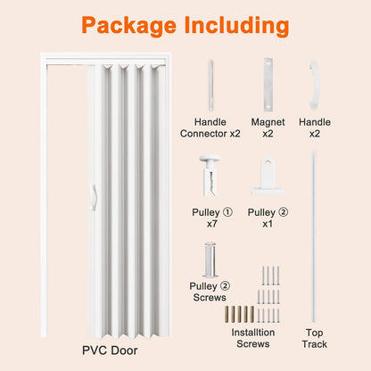 JUJUBON Accordion Doors 24"-36" x 80", with Upgraded Roller & Handle & Complete Hardware, Interior Multifold Folding Doors for Closet & Pantry, Easy Installation - Walnut, Single Layer