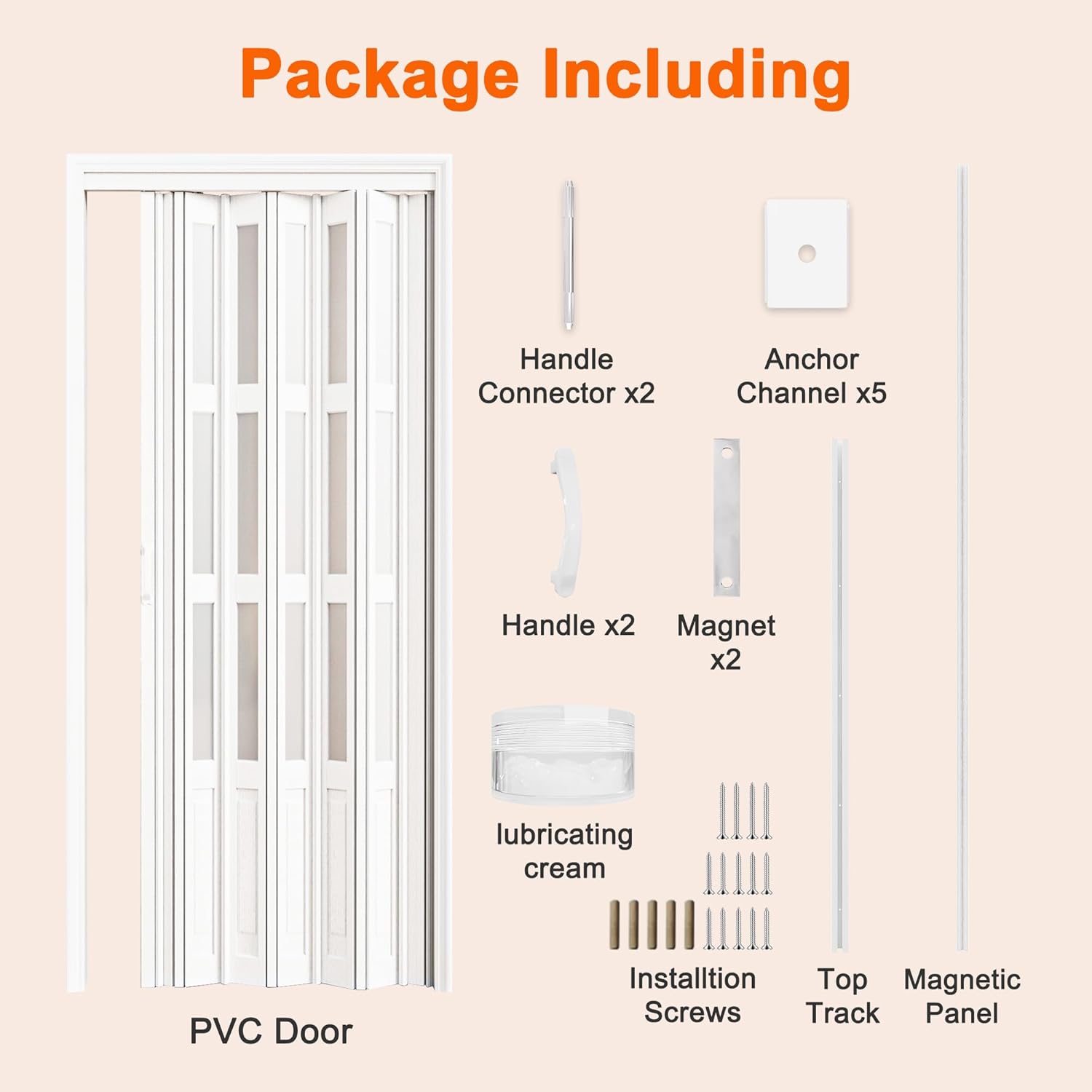 JUJUBON Enhanced Double-Layer Accordion Doors 24"-36" x 80", with Upgraded Roller & Handle & Complete Hardware, Interior Multifold Folding Doors for Closet & Pantry, Easy Installation