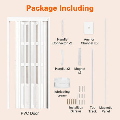 JUJUBON Enhanced Double-Layer Accordion Doors 24"-36" x 80", with Upgraded Roller & Handle & Complete Hardware, Interior Multifold Folding Doors for Closet & Pantry, Easy Installation