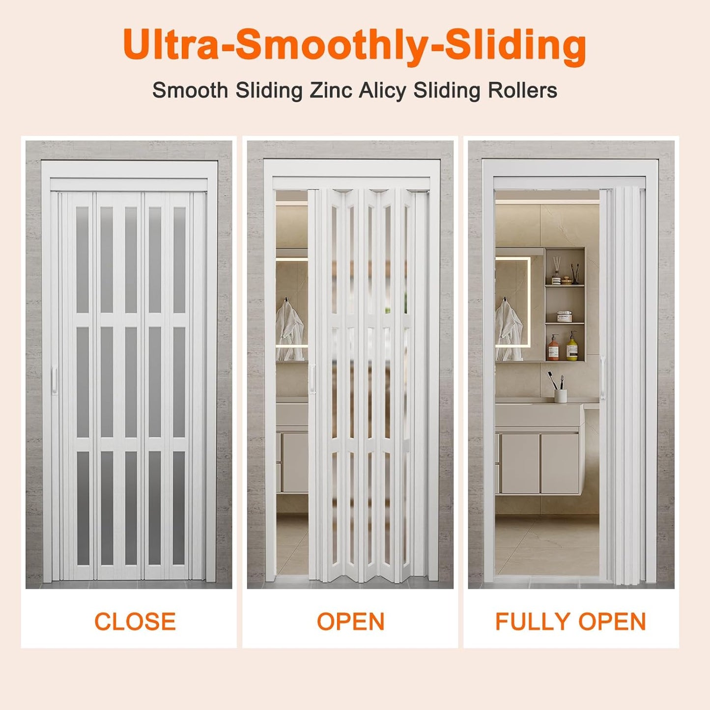 JUJUBON Accordion Doors 24"-36" x 80", with Upgraded Roller & Handle & Complete Hardware, Interior Multifold Folding Doors for Closet & Pantry, Easy Installation - Walnut, Single Layer