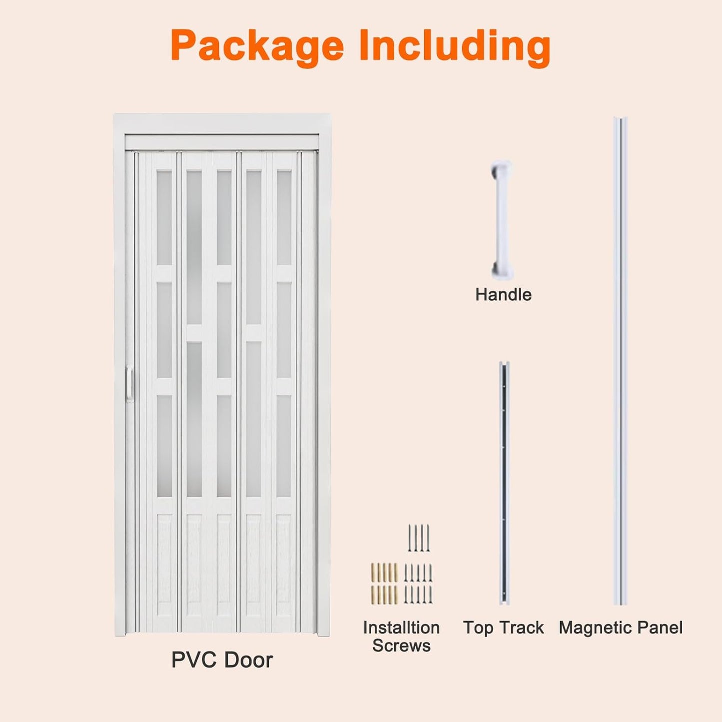 JUJUBON Enhanced Double-Layer Accordion Doors 24"-36" x 80", with Upgraded Roller & Handle & Complete Hardware, Interior Multifold Folding Doors for Closet & Pantry, Easy Installation