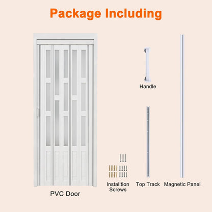 JUJUBON Enhanced Double-Layer Accordion Doors 24"-36" x 80", with Upgraded Roller & Handle & Complete Hardware, Interior Multifold Folding Doors for Closet & Pantry, Easy Installation