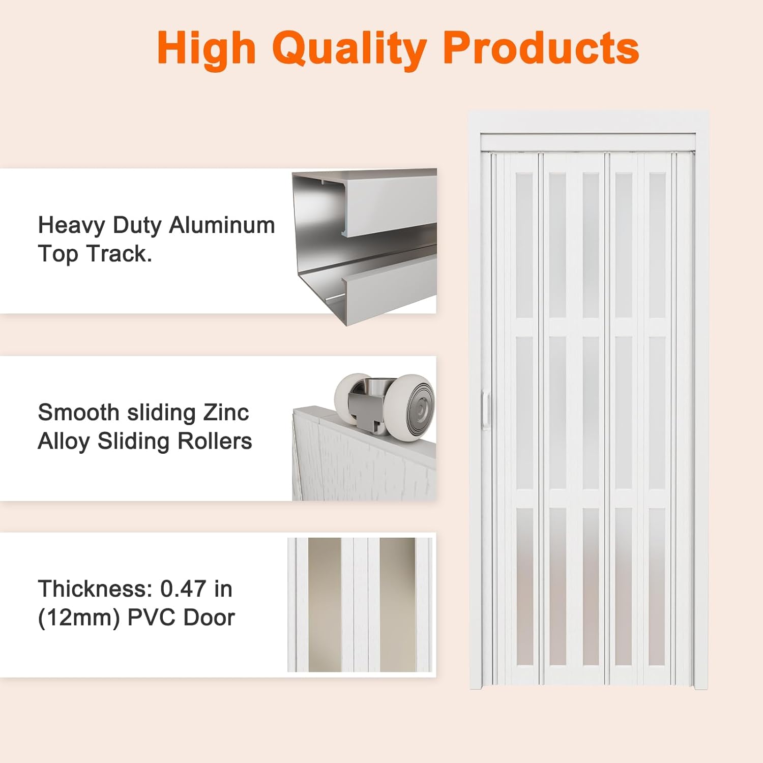 JUJUBON Enhanced Double-Layer Accordion Doors 24"-36" x 80", with Upgraded Roller & Handle & Complete Hardware, Interior Multifold Folding Doors for Closet & Pantry, Easy Installation
