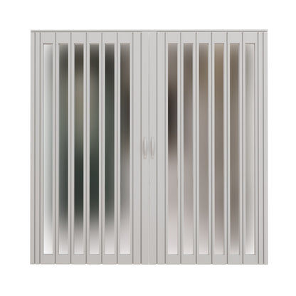 JUJUBON Enhanced Double-Layer Accordion Doors 24"-36" x 80", with Upgraded Roller & Handle & Complete Hardware, Interior Multifold Folding Doors for Closet & Pantry, Easy Installation