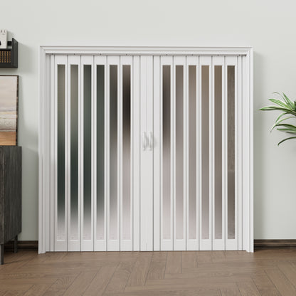 JUJUBON Enhanced Double-Layer Accordion Doors 24"-36" x 80", with Upgraded Roller & Handle & Complete Hardware, Interior Multifold Folding Doors for Closet & Pantry, Easy Installation