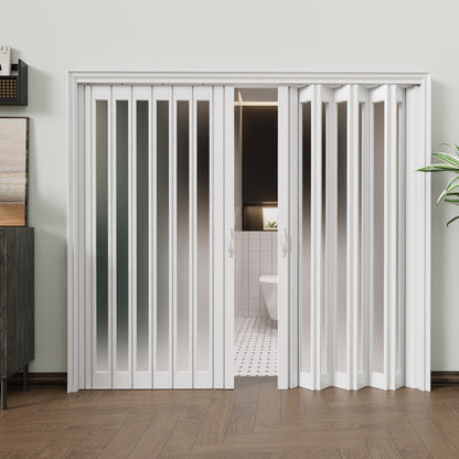 JUJUBON Enhanced Double-Layer Accordion Doors 24"-36" x 80", with Upgraded Roller & Handle & Complete Hardware, Interior Multifold Folding Doors for Closet & Pantry, Easy Installation